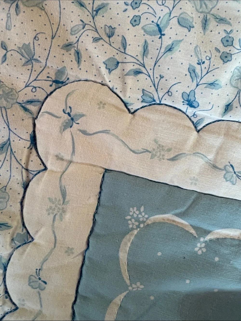 Vintage quilted baby blanket bunnies and butterfly